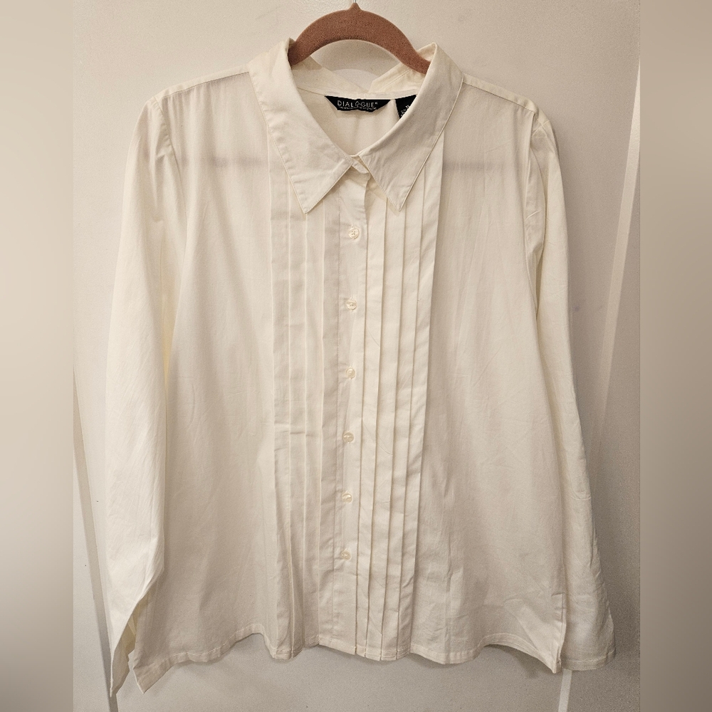NWOT - Dialogue Cotton Stretch Tuxedo Style White Dress Shirt - Size XL